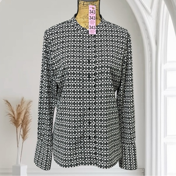 343 - BLACK & WHITE BLOUSE/TOP LARGE - Picture 3 of 15